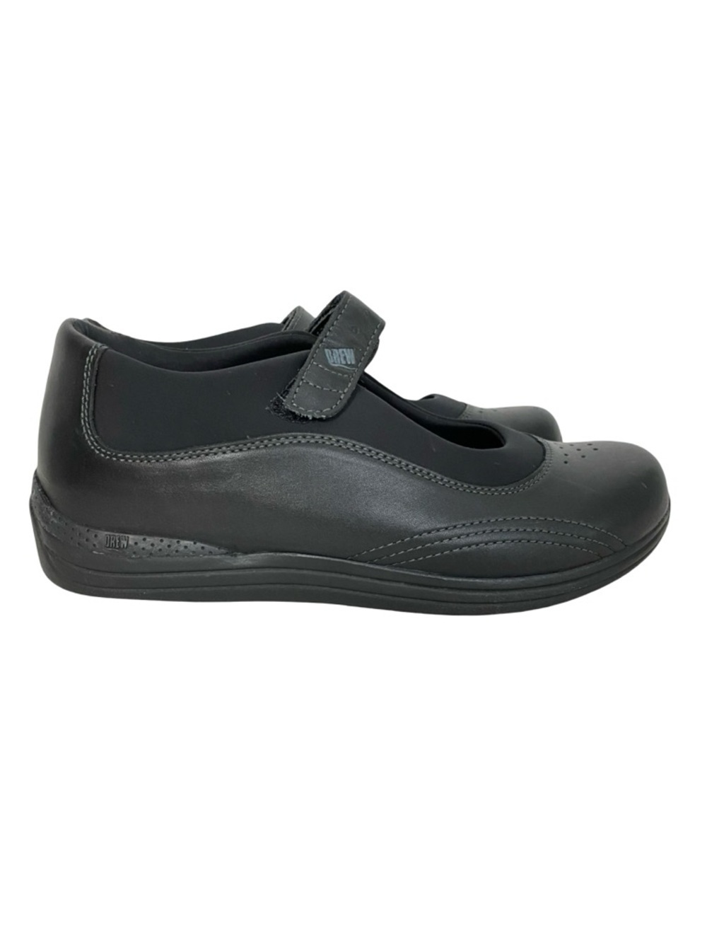 Drew Mary Jane Shoes Womens 9.5 W Wide Black Leather Cushion Sole Comfy Flats